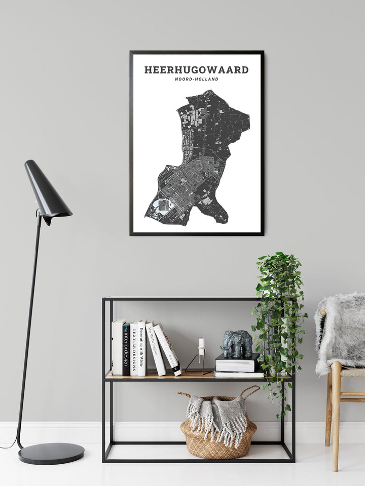 Kaart van de gemeente Heerhugowaard op poster, dibond, acrylglas en meer