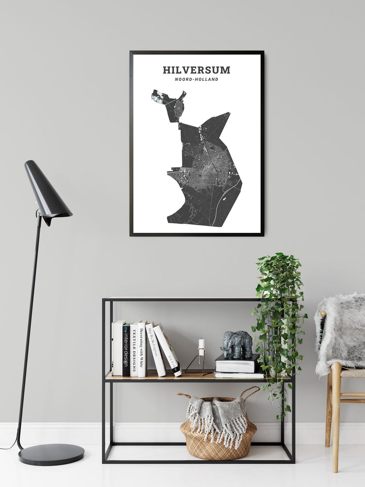 Kaart van de gemeente Hilversum op poster, dibond, acrylglas en meer