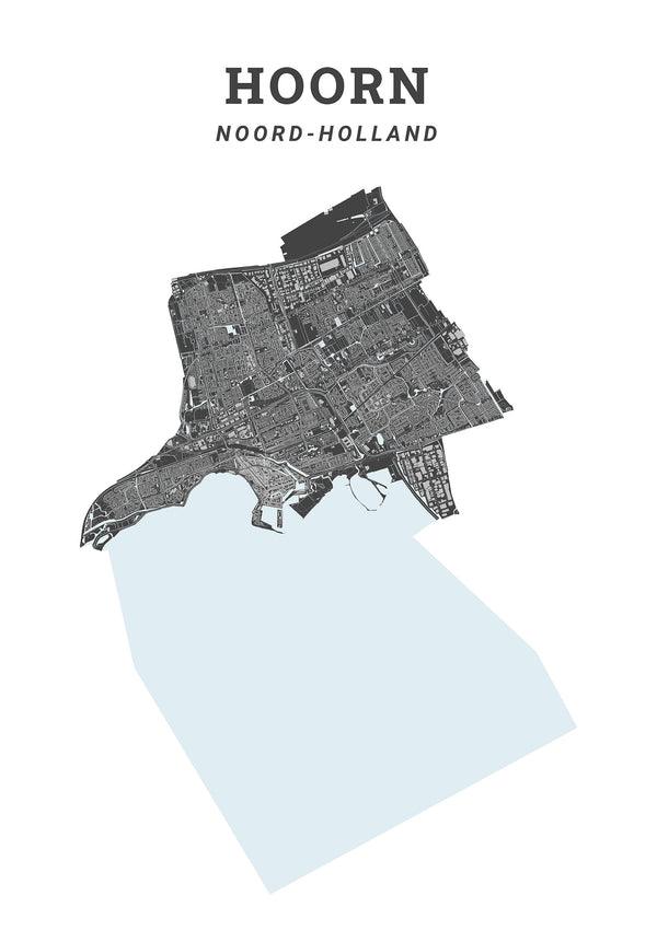 Kaart van de gemeente Hoorn op poster, dibond, acrylglas en meer