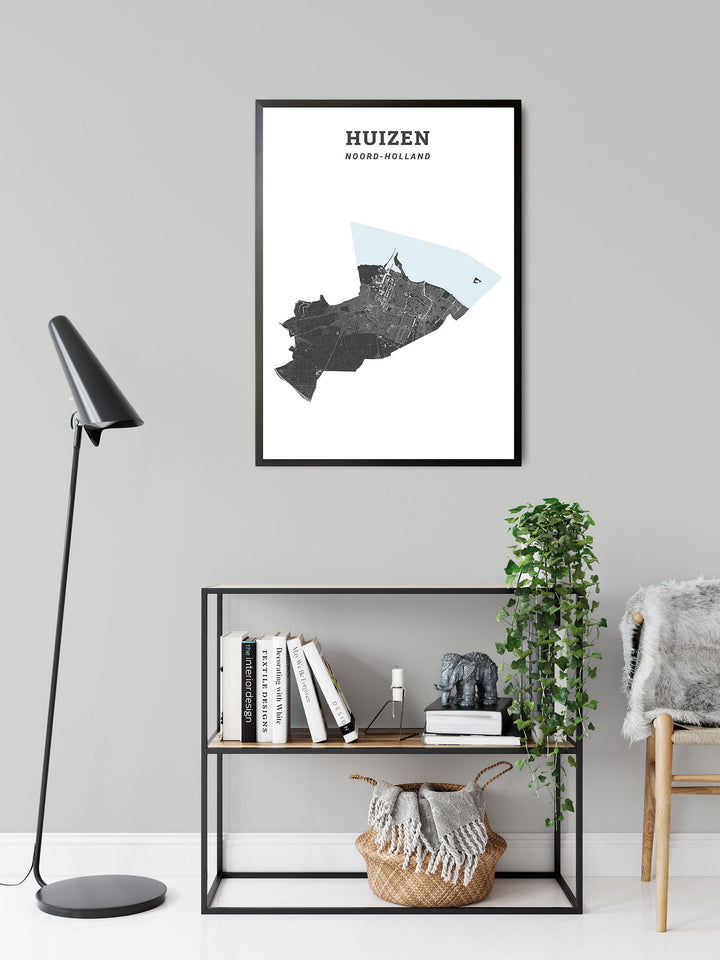 Kaart van de gemeente Huizen op poster, dibond, acrylglas en meer