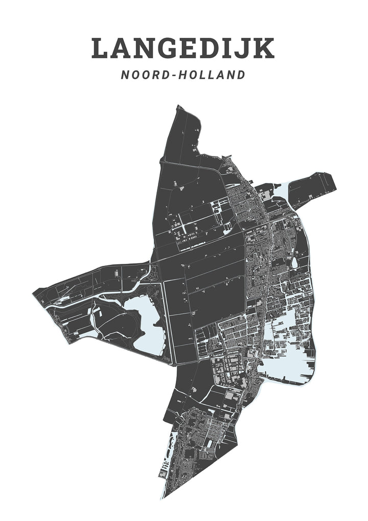 Kaart van de gemeente Langedijk op poster, dibond, acrylglas en meer