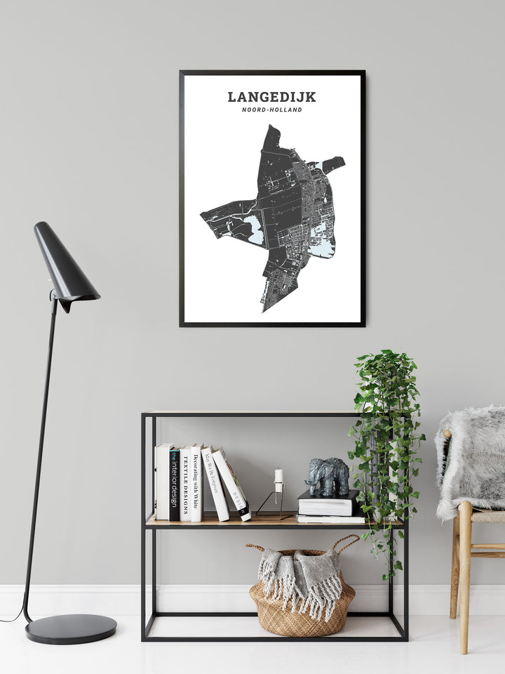 Kaart van de gemeente Langedijk op poster, dibond, acrylglas en meer