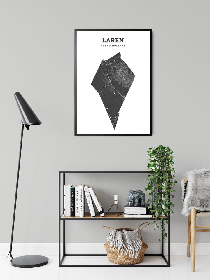 Kaart van de gemeente Laren op poster, dibond, acrylglas en meer