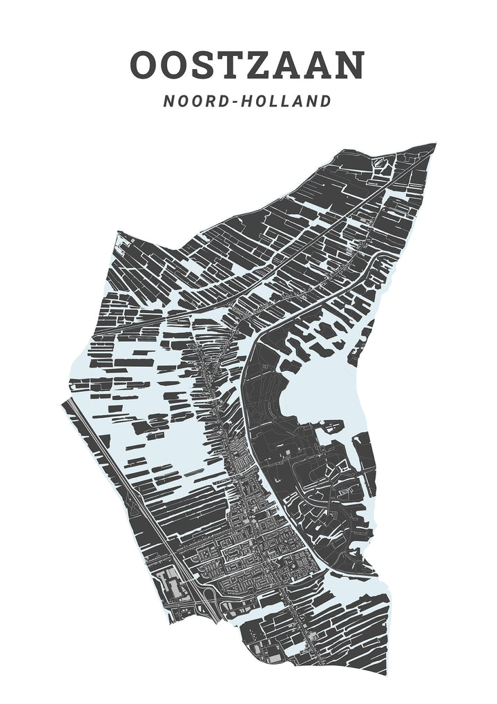 Kaart van de gemeente Oostzaan op poster, dibond, acrylglas en meer