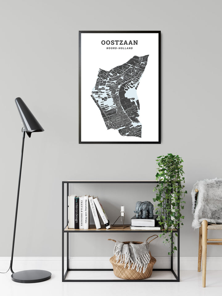 Kaart van de gemeente Oostzaan op poster, dibond, acrylglas en meer