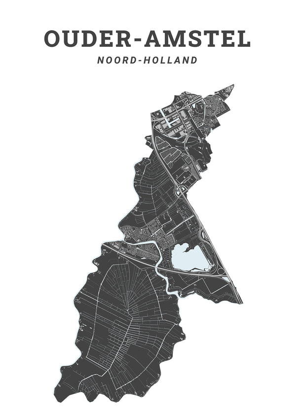 Kaart van de gemeente Ouder-Amstel op poster, dibond, acrylglas en meer