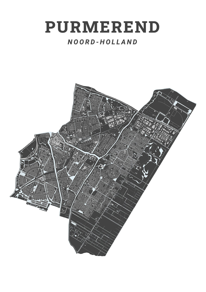 Kaart van de gemeente Purmerend op poster, dibond, acrylglas en meer