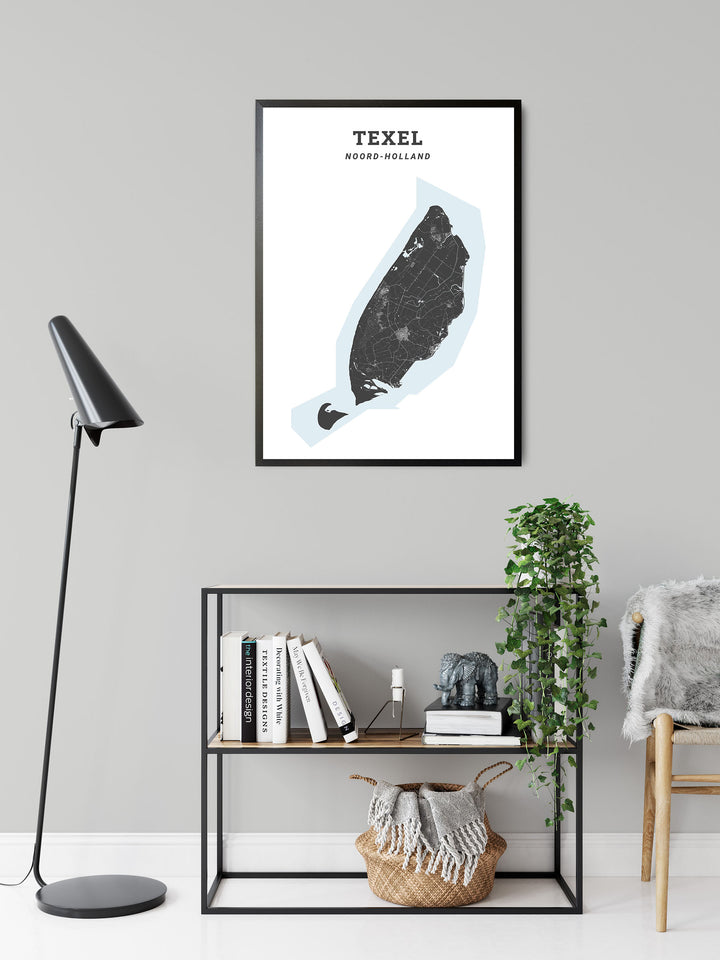 Kaart van de gemeente Texel op poster, dibond, acrylglas en meer