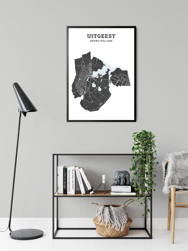 Kaart van de gemeente Uitgeest op poster, dibond, acrylglas en meer