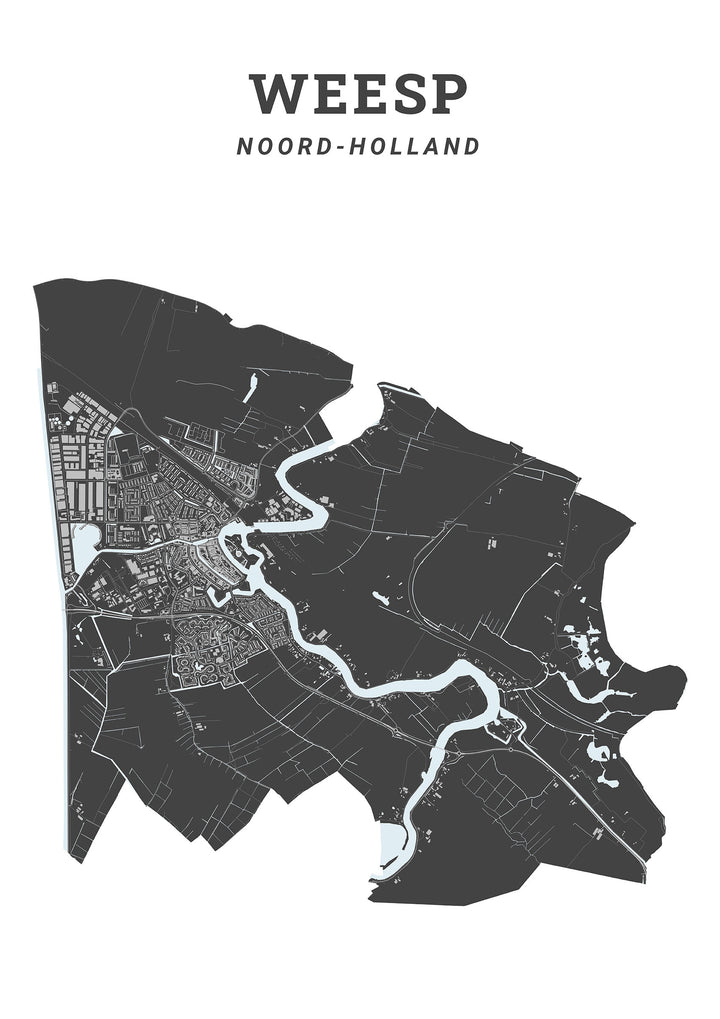 Kaart van de gemeente Weesp op poster, dibond, acrylglas en meer
