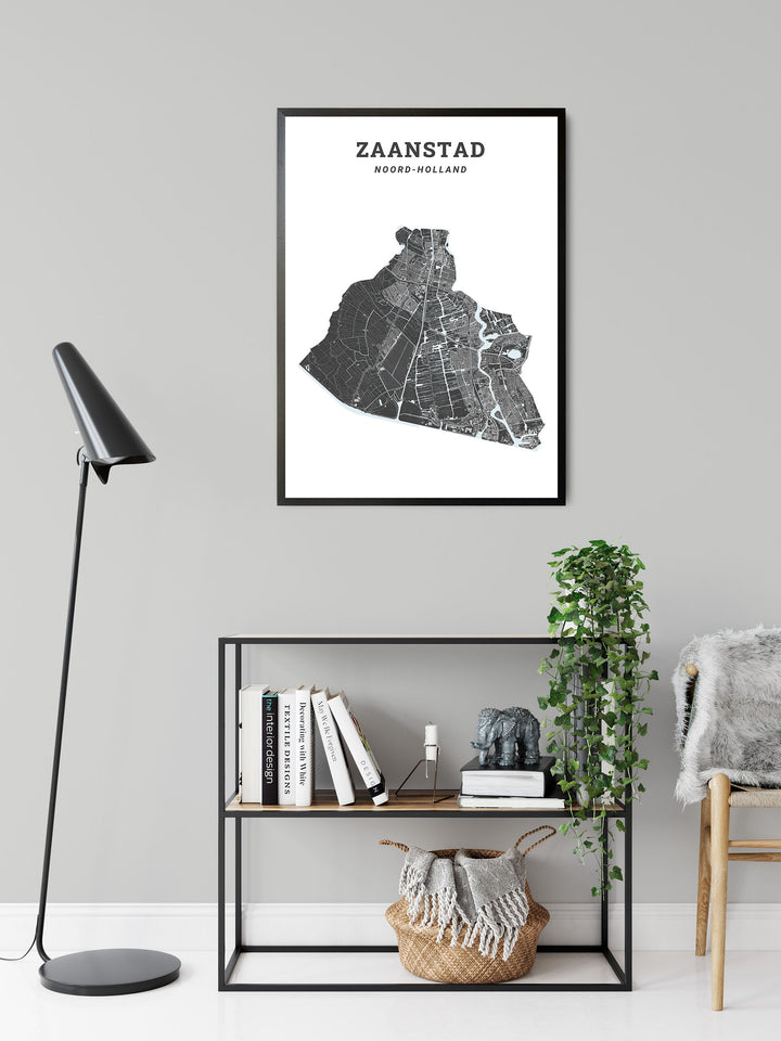Kaart van de gemeente Zaanstad op poster, dibond, acrylglas en meer