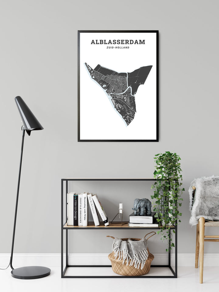 Kaart van de gemeente Alblasserdam op poster, dibond, acrylglas en meer