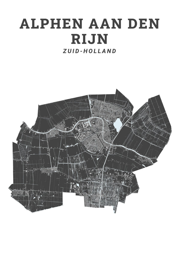 Kaart van de gemeente Alphen aan den Rijn op poster, dibond, acrylglas en meer