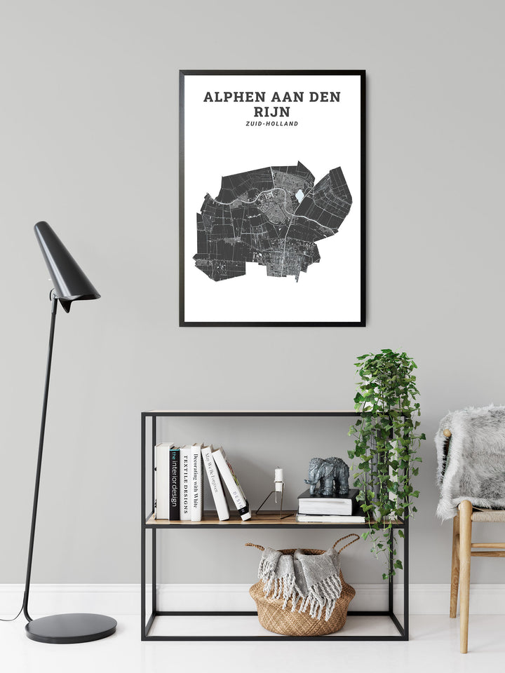 Kaart van de gemeente Alphen aan den Rijn op poster, dibond, acrylglas en meer