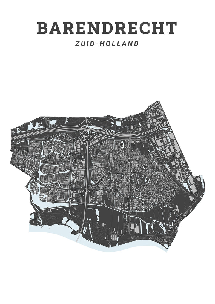 Kaart van de gemeente Barendrecht op poster, dibond, acrylglas en meer