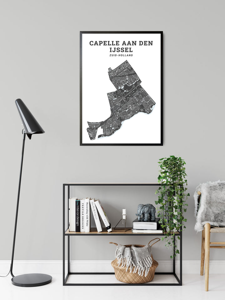 Kaart van de gemeente Capelle aan den IJssel op poster, dibond, acrylglas en meer