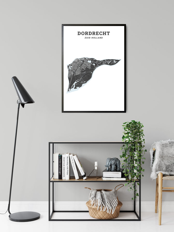 Kaart van de gemeente Dordrecht op poster, dibond, acrylglas en meer