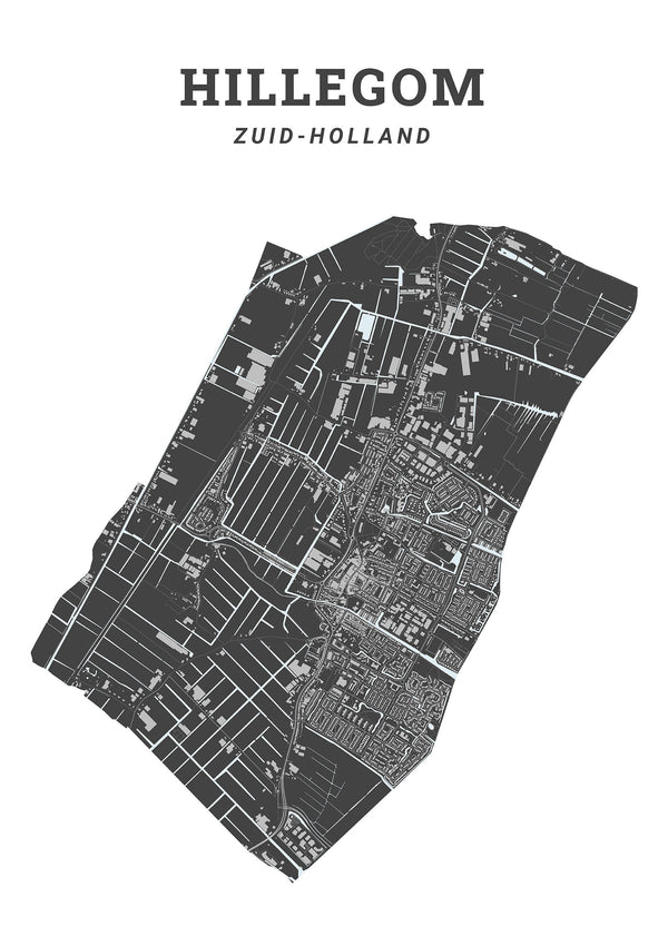 Kaart van de gemeente Hillegom op poster, dibond, acrylglas en meer