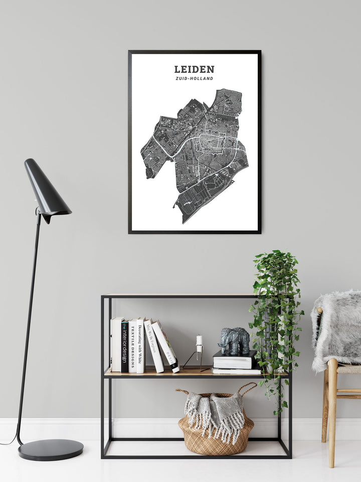 Kaart van de gemeente Leiden op poster, dibond, acrylglas en meer