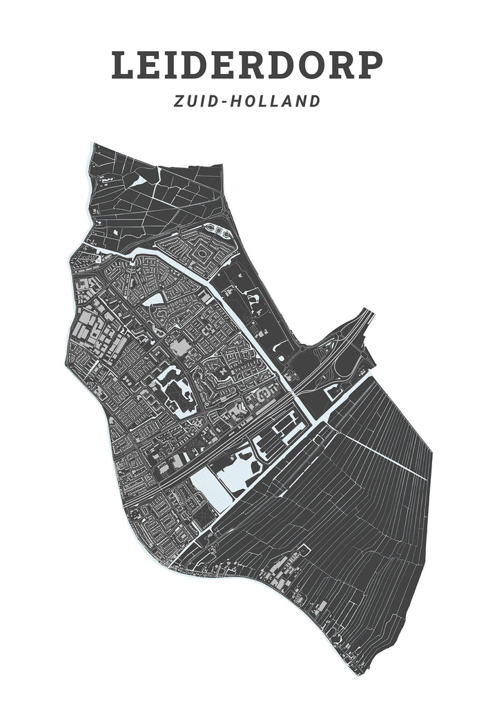 Kaart van de gemeente Leiderdorp op poster, dibond, acrylglas en meer