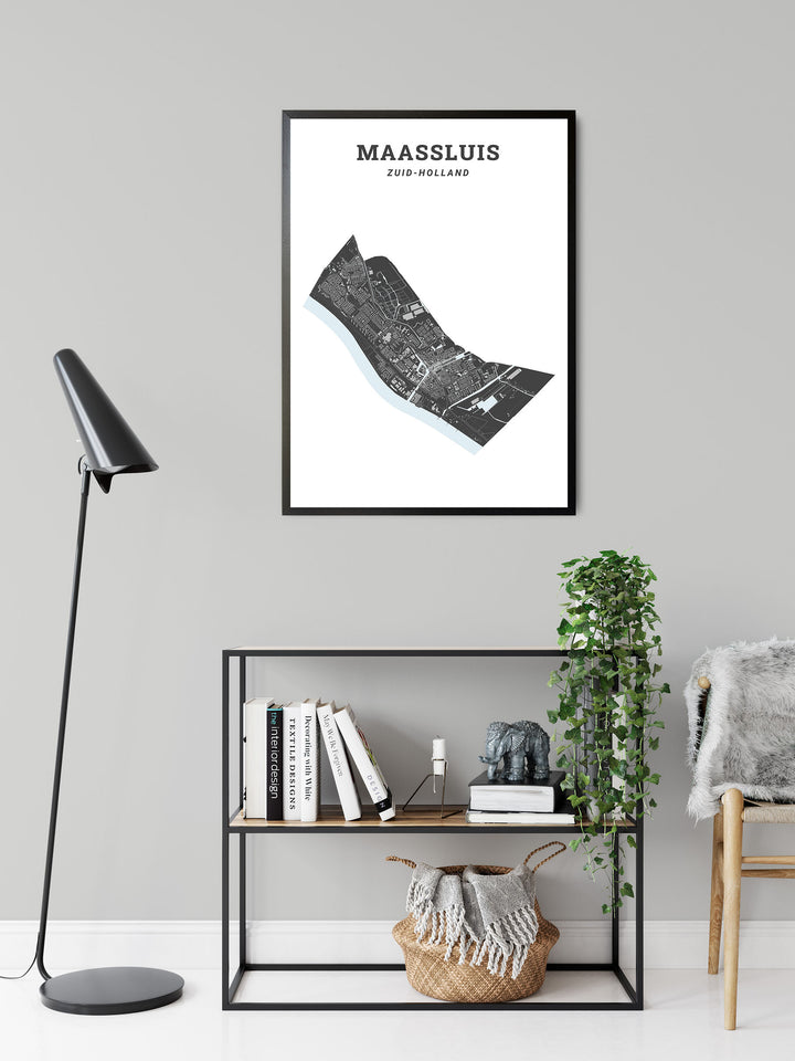 Kaart van de gemeente Maassluis op poster, dibond, acrylglas en meer