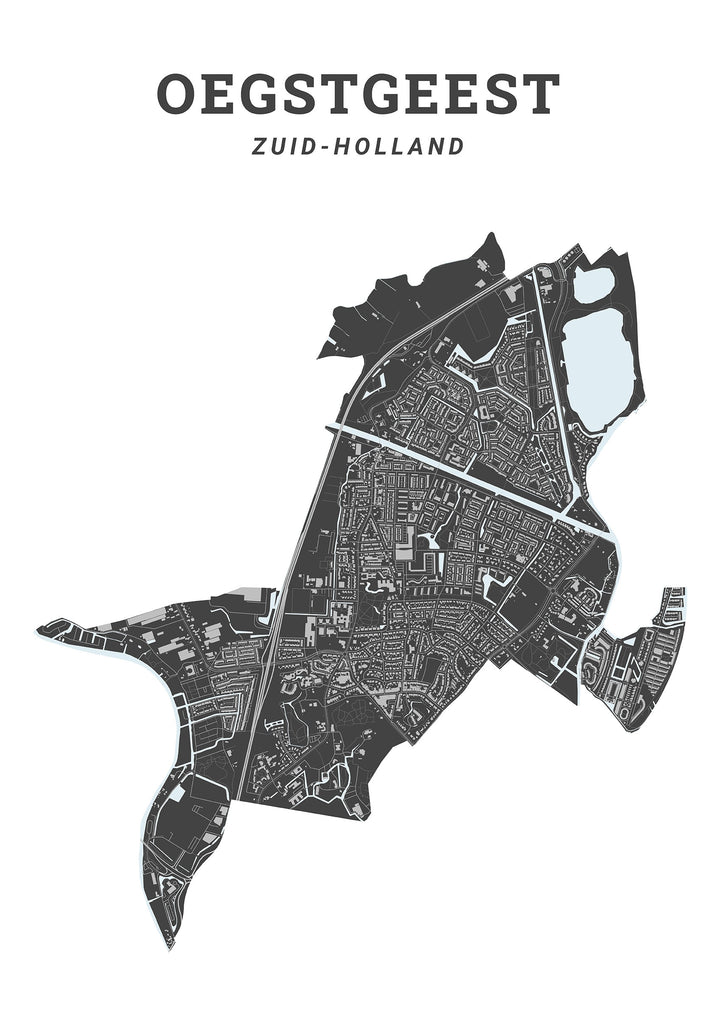 Kaart van de gemeente Oegstgeest op poster, dibond, acrylglas en meer