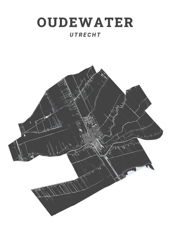 Kaart van de gemeente Oudewater op poster, dibond, acrylglas en meer