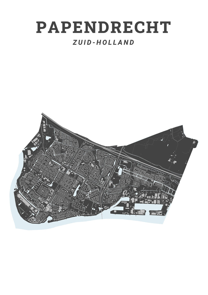 Kaart van de gemeente Papendrecht op poster, dibond, acrylglas en meer