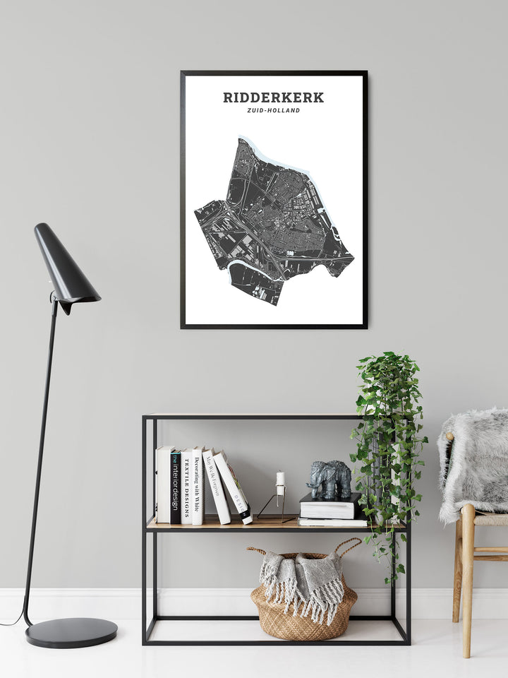 Kaart van de gemeente Ridderkerk op poster, dibond, acrylglas en meer