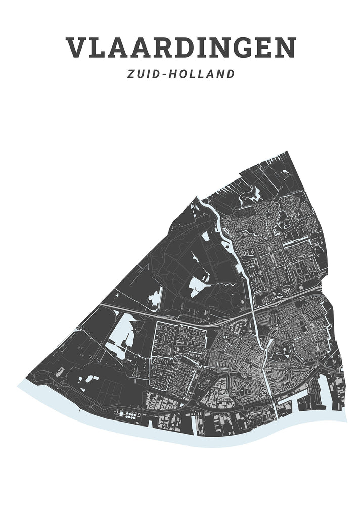 Kaart van de gemeente Vlaardingen op poster, dibond, acrylglas en meer