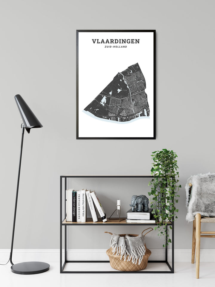 Kaart van de gemeente Vlaardingen op poster, dibond, acrylglas en meer
