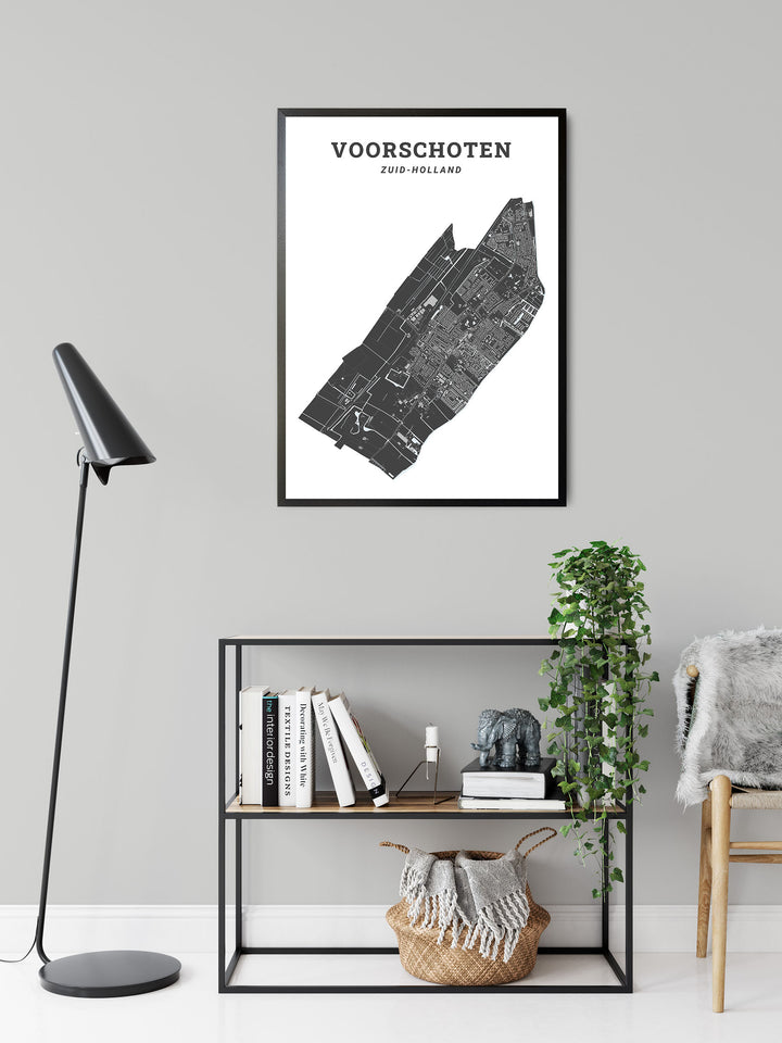 Kaart van de gemeente Voorschoten op poster, dibond, acrylglas en meer