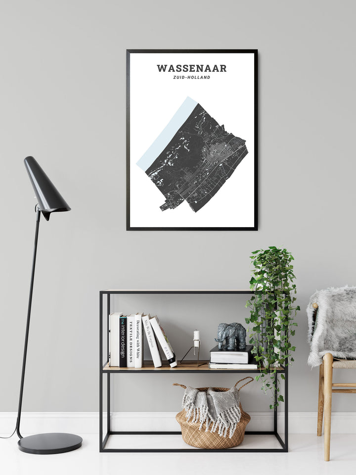 Kaart van de gemeente Wassenaar op poster, dibond, acrylglas en meer