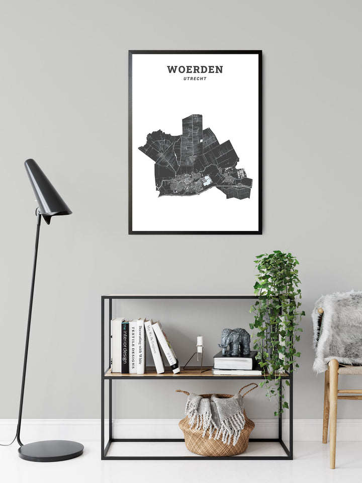 Kaart van de gemeente Woerden op poster, dibond, acrylglas en meer