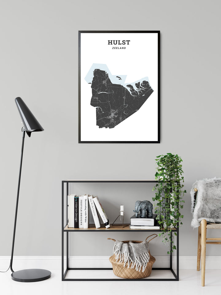 Kaart van de gemeente Hulst op poster, dibond, acrylglas en meer
