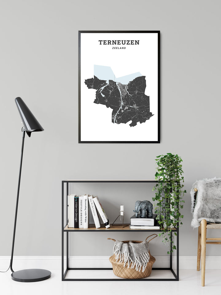 Kaart van de gemeente Terneuzen op poster, dibond, acrylglas en meer