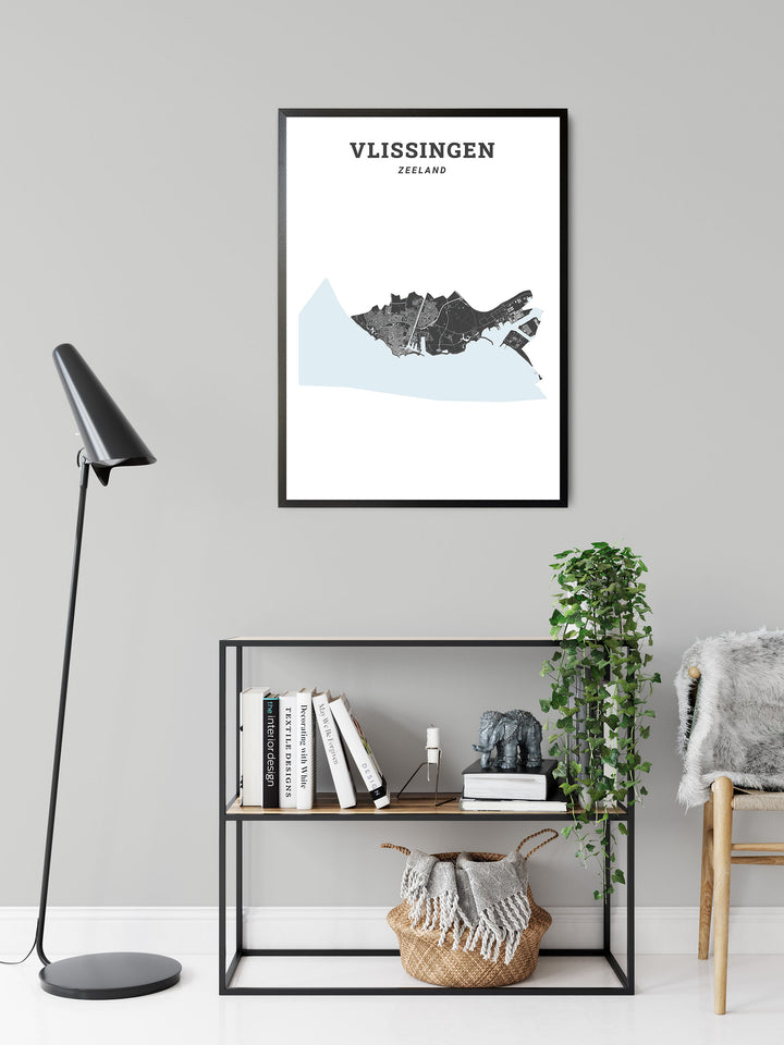 Kaart van de gemeente Vlissingen op poster, dibond, acrylglas en meer