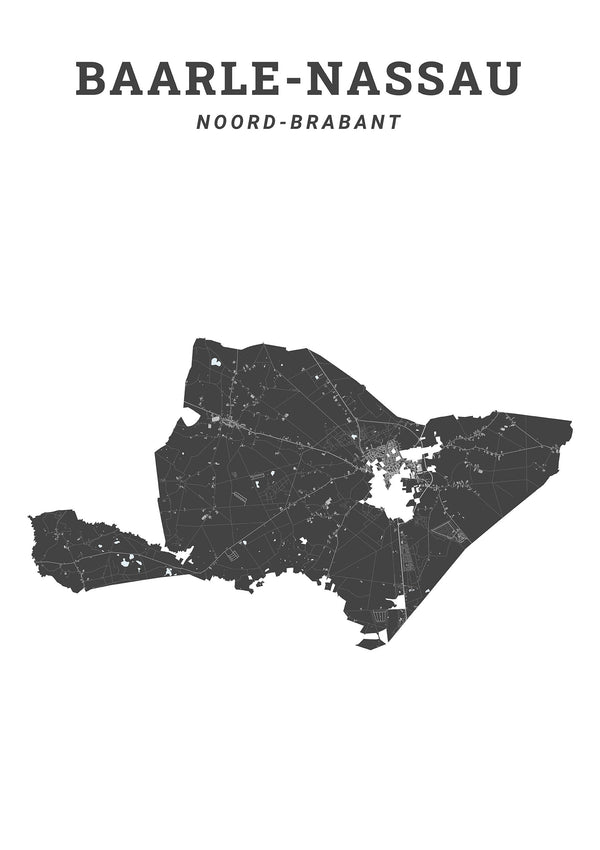 Kaart van de gemeente Baarle-Nassau op poster, dibond, acrylglas en meer