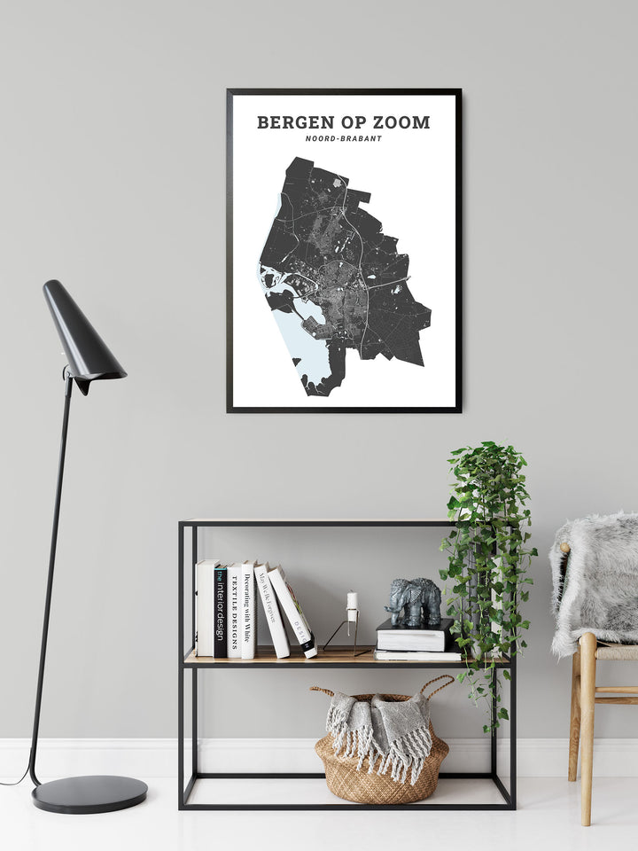 Kaart van de gemeente Bergen op Zoom op poster, dibond, acrylglas en meer