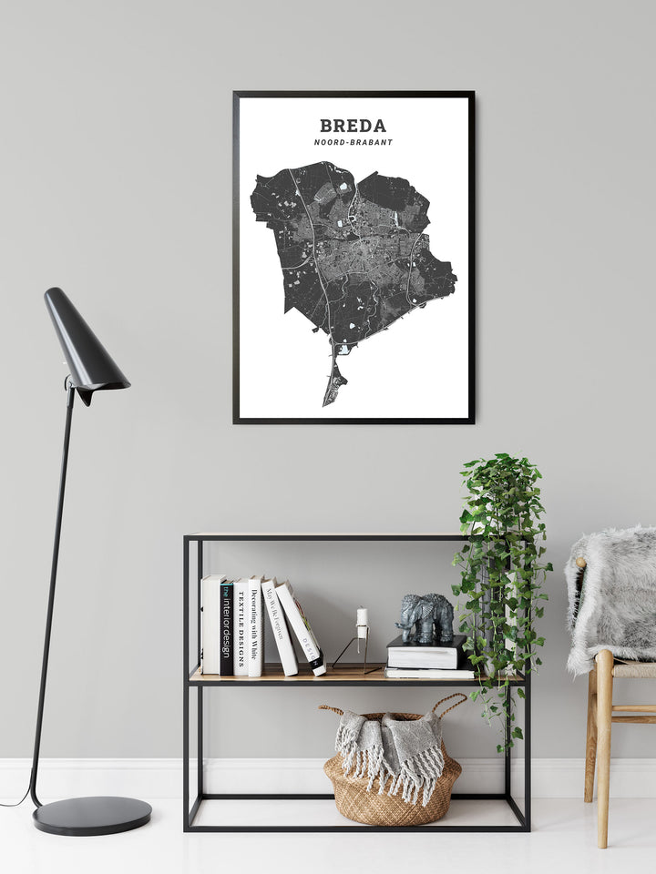 Kaart van de gemeente Breda op poster, dibond, acrylglas en meer