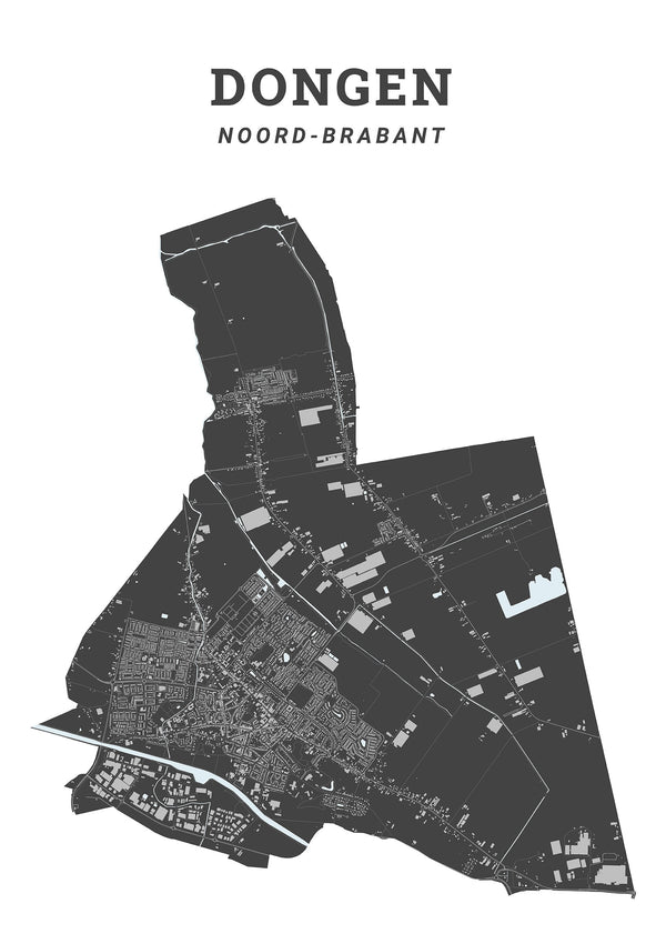 Kaart van de gemeente Dongen op poster, dibond, acrylglas en meer