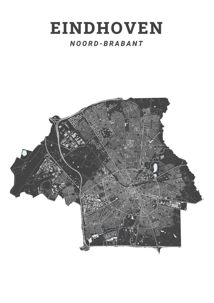 Kaart van de gemeente Eindhoven op poster, dibond, acrylglas en meer