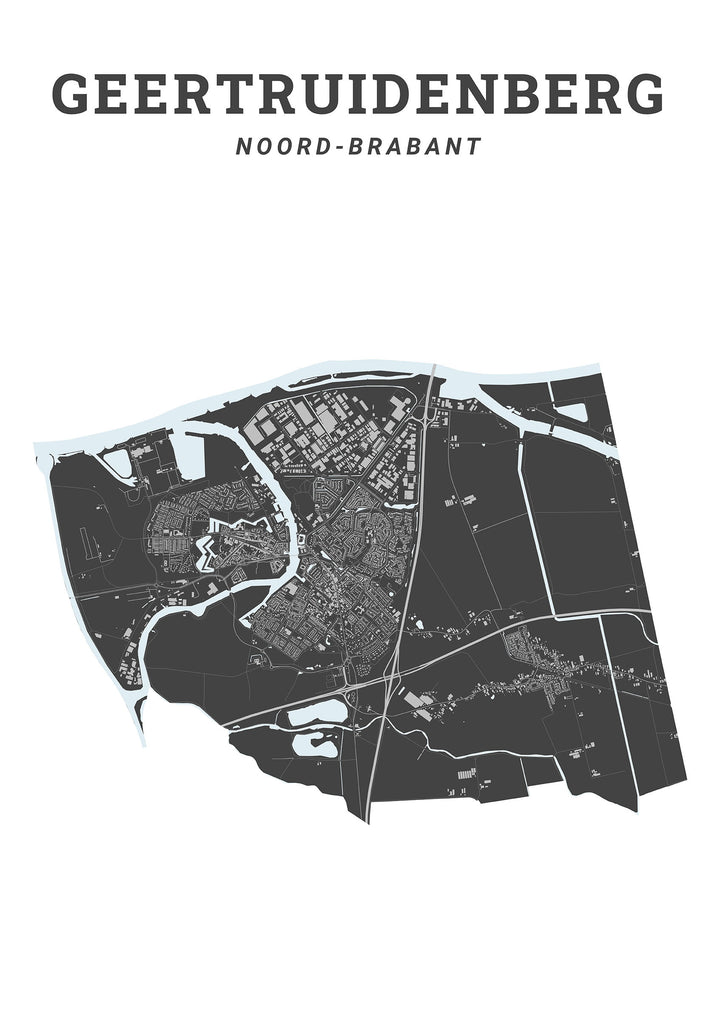 Kaart van de gemeente Geertruidenberg op poster, dibond, acrylglas en meer