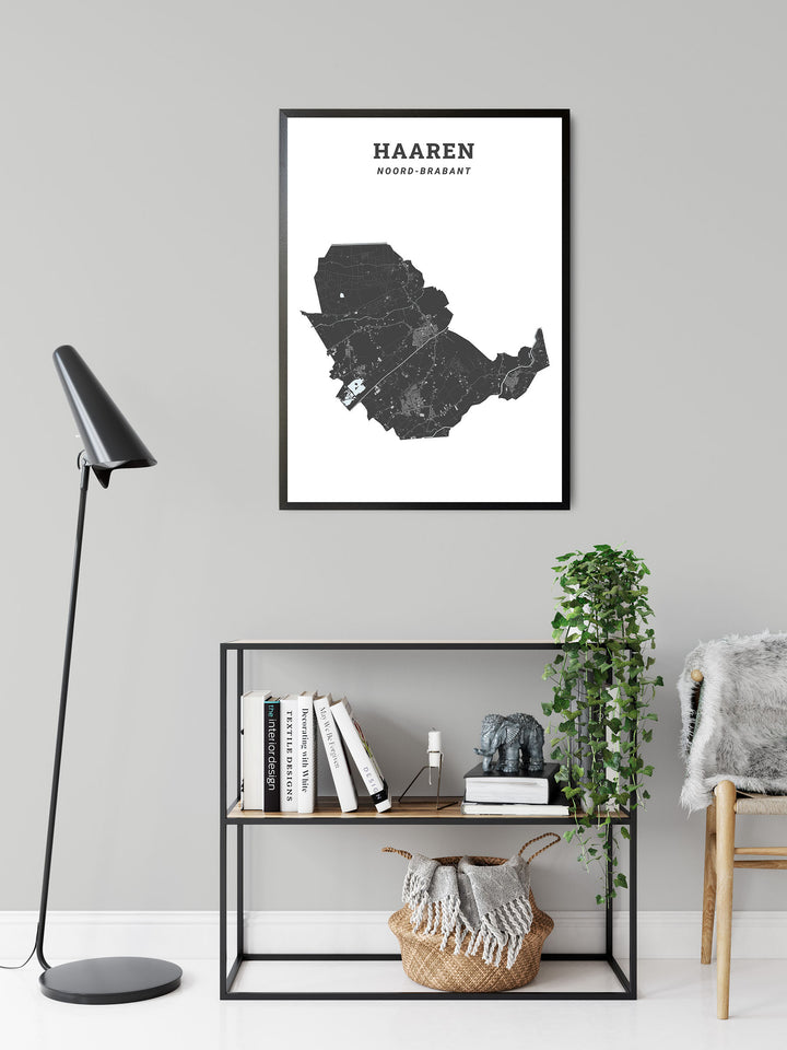 Kaart van de gemeente Haaren op poster, dibond, acrylglas en meer