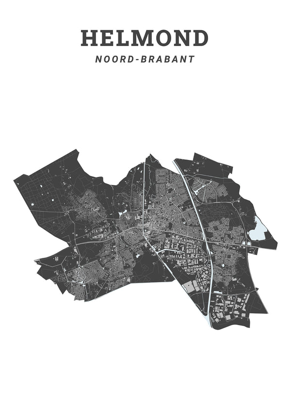 Kaart van de gemeente Helmond op poster, dibond, acrylglas en meer