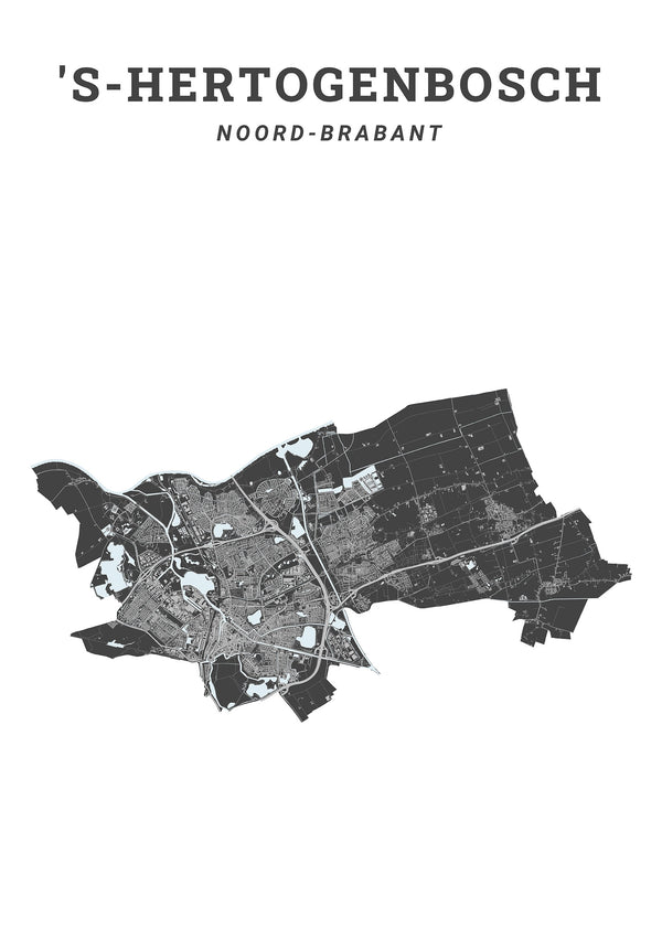 Kaart van de gemeente 's-Hertogenbosch op poster, dibond, acrylglas en meer