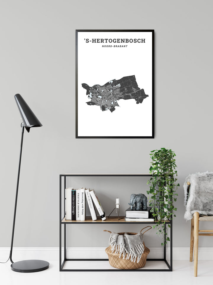 Kaart van de gemeente 's-Hertogenbosch op poster, dibond, acrylglas en meer