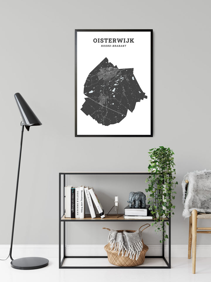 Kaart van de gemeente Oisterwijk op poster, dibond, acrylglas en meer