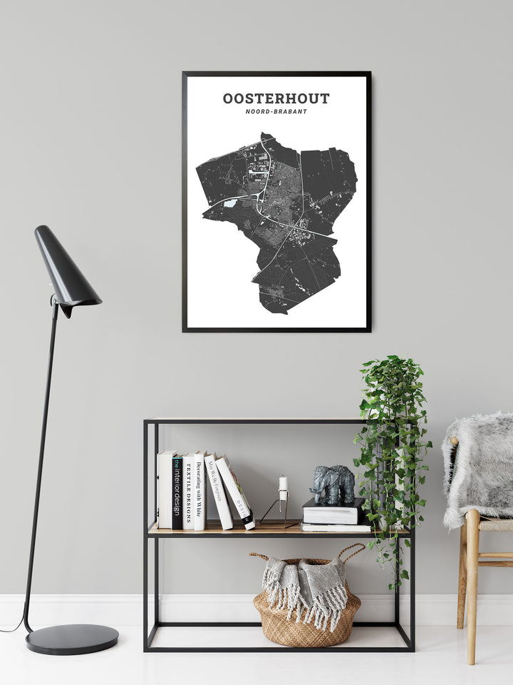 Kaart van de gemeente Oosterhout op poster, dibond, acrylglas en meer