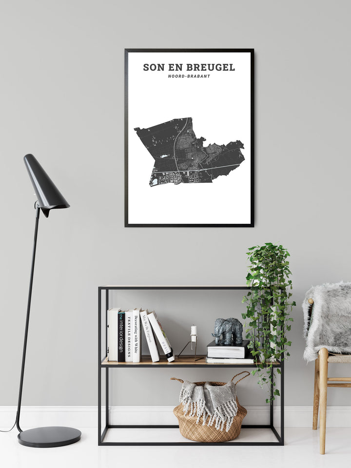 Kaart van de gemeente Son en Breugel op poster, dibond, acrylglas en meer